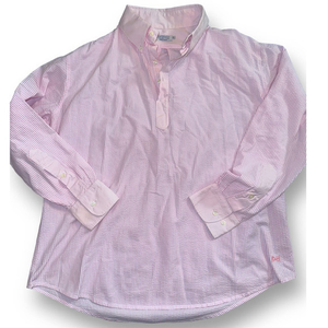 Fraternity Collection Pink Sear Sucker 3/4in Pullover Long-Sleeve Size: XL